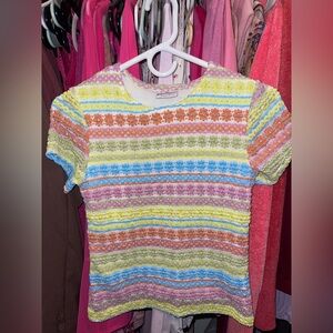 Expressions Multicolor Floral Striped Tee